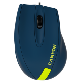 Canyon Wired Optical Mouse with 3 keys, DPI 1000 With 1.5M USB cable,Blue-Yellow ,size 68*110*38mm,weight:0.072kg (CNE-CMS11BY)