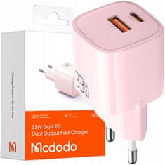 Mcdodo USB/USB-C töltő, gyors, nano, GaN 33W PD, rózsaszín, McDodo | CH-0156