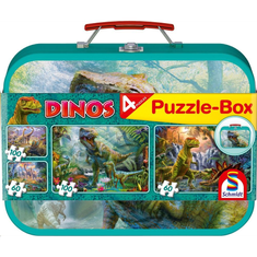 Schmidt Dinoszauruszok 2x60, 2x100 db Puzzle Box - Fém kofferben (56495, 17823-184) (56495)