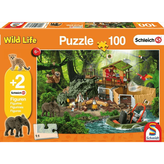 Schmidt Dzsungel, 100 db-os puzzle +2 db figura a dobozban (56238, 18113-182) (56238, 18113-182)