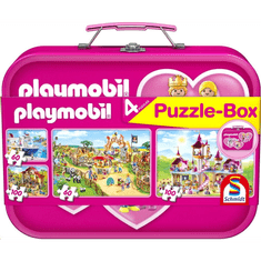 Schmidt Playmobil 2x60, 2x100 db Puzzle Box - Fém kofferben rózsaszín (56498, 17798-184) (56498)