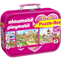Schmidt Playmobil 2x60, 2x100 db Puzzle Box - Fém kofferben rózsaszín (56498, 17798-184) (56498)
