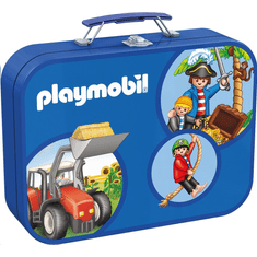 Schmidt Playmobil 2x60, 2x100 db Puzzle Box - Fém kofferben kék (55599, 12406-184) (55599)