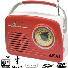 Akai APR-11R AM/FM (USB, SD, AUX) hordozható rádió piros-fehér (APR-11R)