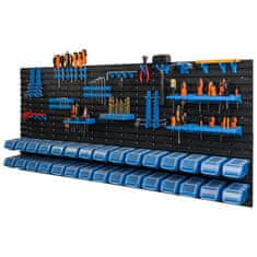 botle Függeszthető panel szerszámokhoz 173 x 78 cm és 30 db Dobozok fedéllel Kék műanyag XL