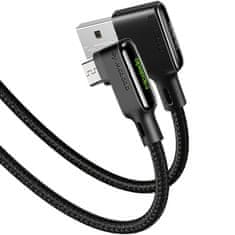 Mcdodo Mcdodo Glue szögkábel, gyors töltés 90° LED micro USB 1.8m fekete | CA-7530