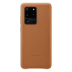 SAMSUNG műanyag telefonvédő (valódi bőr hátlap) BARNA [Galaxy S20 Ultra 5G (SM-G988B)] (EF-VG988LAEGEU)