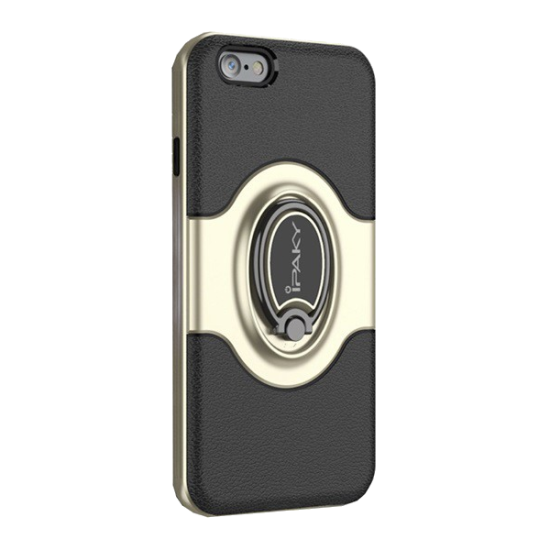 iPaky műanyag telefonvédő (szilikon belső, mágneses telefontartó gyűrű, 360°-ban forgatható) ARANY [Apple iPhone 6S Plus 5.5] (5996457743582)