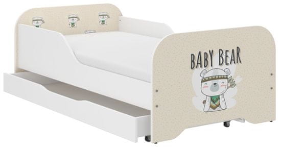 Wooden Toys MIKI gyerekágy 140x70cm matraccal és ágyneműtartóval - baby bear