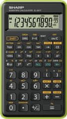 Sharp EL-501TBGR tudományos számológép - Általános- és középiskola, 146 funkció, 1 soros 10+2 szám, gyors gombok: 1/x, x², square root, %, Pi, Komplex számok, Statisztika, Szögfüggvények, zöld
