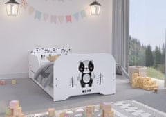 Wooden Toys MIKI gyerekágy 140x70cm matraccal és ágyneműtartóval - erdei maci