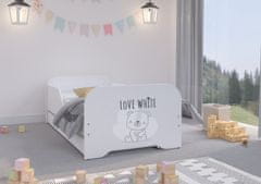Wooden Toys Miki gyerekágy 140x70cm matraccal és ágyneműtartóval - fehér maci
