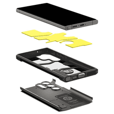 Spigen Samsung Galaxy S23 Ultra SM-S918, Szilikon tok + műanyag hátlap, kitámasztóval, Tough Armor, sötétszürke (129353)