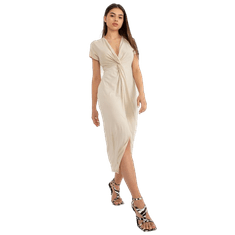 ITALY MODA Dámske šaty s krátkymi rukávmi CALEY béžové DHJ-SK-17302.39X_397885 Univerzális