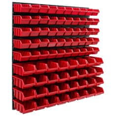 botle Tároló rendszer fali panel 77 x 78 cm és 82 db Dobozok Piros műanyag