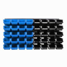 botle Tároló rendszer fali panel 77 x 39 cm és 40 db Dobozok Kék és Fekete Egymásra rakható doboz