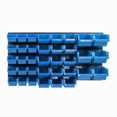 botle Tároló rendszer fali panel 77 x 39 cm és 36 db Dobozok Kék Egymásra rakható doboz