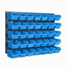 botle Tároló rendszer fali panel 58 x 39 cm és 35 db Dobozok Kék műanyag