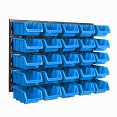 botle Tároló rendszer fali panel 58 x 39 cm és 25 db Dobozok Kék műanyag