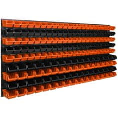 botle Tároló rendszer fali panel 173 x 78 cm és 178 db Dobozok Narancs és Fekete műanyag XL