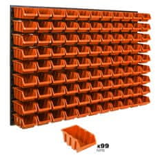 botle Tároló rendszer fali panel 115 x 78 cm és 99 db Dobozok Narancs műanyag