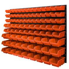 botle Tároló rendszer fali panel 115 x 78 cm és 91 db Dobozok Narancs műanyag