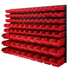 botle Tároló rendszer fali panel 115 x 78 cm és 91 db Dobozok Piros műanyag
