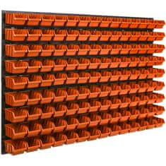 botle Tároló rendszer fali panel 115 x 78 cm és 126 db Dobozok Narancs műanyag