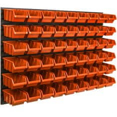 botle Tároló rendszer fali panel 115 x 78 cm és 54 db Dobozok Narancs műanyag