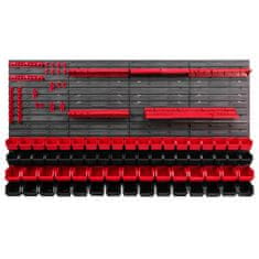botle Panel készlet szerszámtartókkal 156 x 78 cm és 68 db Dobozok Piros és Fekete műanyag