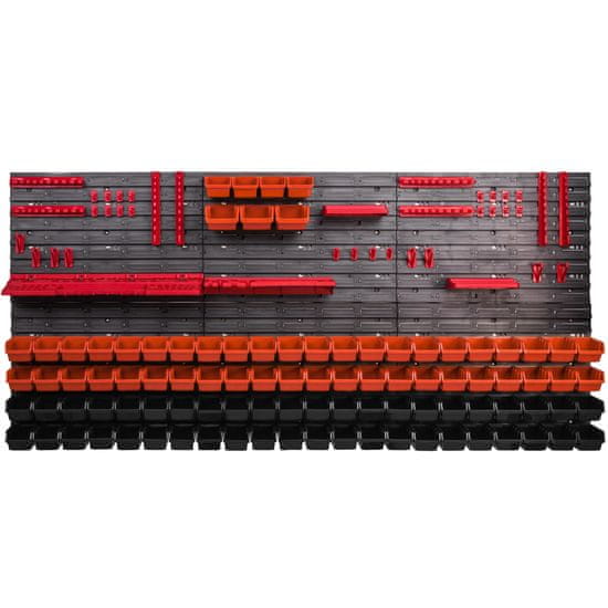 botle Fali panel szerszámokhoz 173 x 78 cm és 95 db Dobozok Narancs és Fekete készlet XL