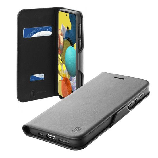 CellularLine BOOK CLUTCH tok álló, bőr hatású (FLIP, oldalra nyíló, bankkártyatartó funkció) FEKETE [Samsung Galaxy A52s 5G (SM-A528)] (BOOKCLU3GALA52K)