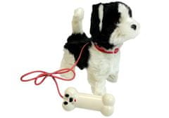 Lean-toys Husky kutya pórázon távirányítóval vezérelt távirányítós csont Fehér és fekete