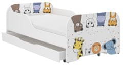 Wooden Toys MIKI gyerekágy 140x70cm matraccal és ágyneműtartóval - mini zoo