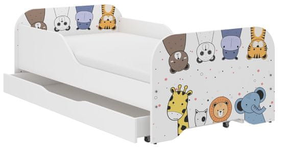 Wooden Toys MIKI gyerekágy 140x70cm ajándék matraccal, ágyneműtartó nélkül - mini zoo