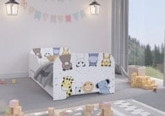 Wooden Toys MIKI gyerekágy 140x70cm ajándék matraccal, ágyneműtartó nélkül - mini zoo