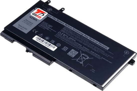 T6 power Akkumulátor Dell laptophoz, cikkszám: 49HG8, Li-Poly, 11,4 V, 3680 mAh (42 Wh), fekete