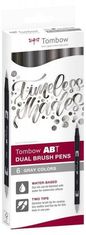 Tombow ABT Dual Pen Brush kétoldalas ecsetmarker készlet - Szürke színek 6 db