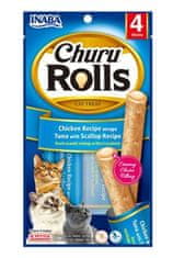 Churu Cat Rolls Csirke csomagolt csirke és tonhal+fésűkagyló cr. 4x10g