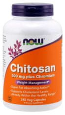 NOW Foods Chitosan, 500 mg Plusz króm, 240 veg kapszula