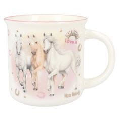 Miss Melody ajándékbögre, Rózsaszín + pasztell színek, 3 ló