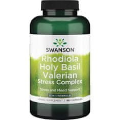 Swanson Full Spectrum Rhodiola Holy Basil Valerian Stress Complex (Rhodiola, indiai bazsalikom, Valerian), 180 kapszula