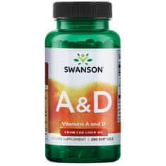 Swanson A-vitamin és amp; D (5000 NE / 400 NE), 250 lágyzselé