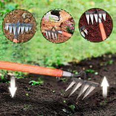 Netscroll Kerti kapa, ideális a talaj fellazítására és a makacs gyomok eltávolítására, a növények vagy a gyep növekedésének serkentésére, éles él a precíz munkavégzéshez, 5 pont, rozsdamentes acél, RakeHoe