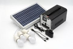 Technaxx Solar töltőállomás, panel 18W + akkumulátor SLA 12V/7000mAh LED izzókkal, TX-200