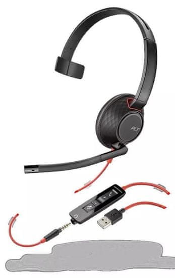 Poly Plantronics Blackwire 5210, USB-A, Clip-On egyfülű fejhallgató