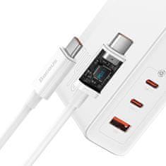 BASEUS GaN5 Pro gyorstöltő adapter 2x USB-C + USB-A 140W CCGP100202, fehér