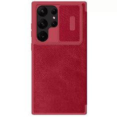 Nillkin Samsung Galaxy S23 Ultra SM-S918, Oldalra nyíló tok, kamera védelem, Qin Pro, piros (129404)