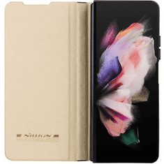 Nillkin Samsung Galaxy Z Fold4 5G SM-F936B, Oldalra nyíló tok, érintőceruza tartó, kamera védelem, Qin Pro, arany (128742)