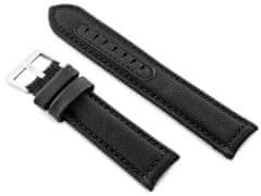 Tayma Bőr óraszíj W34 - Premium - fekete/fekete - 22 mm